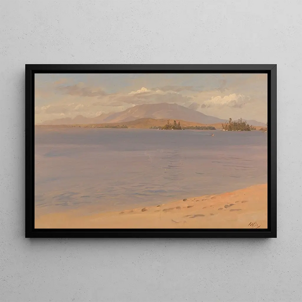 Mont Katahdin-maalaus Millinocket-järveltä - Frederic Edwin Church — kehystetty taideteos seinällä