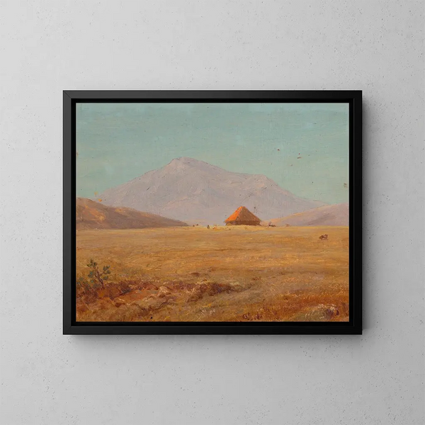 Plateau montagneux avec une cabane - Frederic Edwin Church — kehystetty taideteos seinällä
