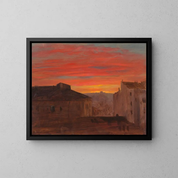 Katto auringonlaskun aikaan Pincion näköalasta, Rooma - Frederic Edwin Church — kehystetty taideteos seinällä