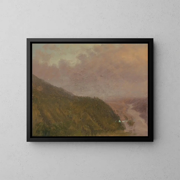 Vallée vue du sommet d'une haute colline en Europe - Frederic Edwin Church — kehystetty taideteos seinällä