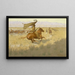 Omistajanvaihdos, hevosenvarasteiden ryöstö - Frederic Remington — kehystetty taideteos seinällä