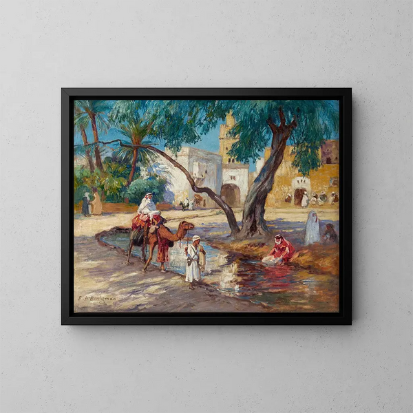 Näkymä algerialaisesta kylästä - Frederick Arthur Bridgman — kehystetty taideteos seinällä