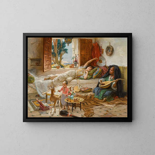 Repos de l'après-midi à Alger - Frederick Arthur Bridgman — kehystetty taideteos seinällä