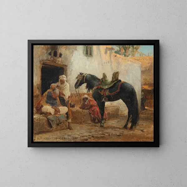 Le barbier de Biskra - Frederick Arthur Bridgman — kehystetty taideteos seinällä