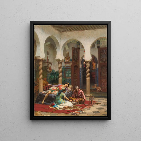 Moments d'inactivité - Frederick Arthur Bridgman — kehystetty taideteos seinällä