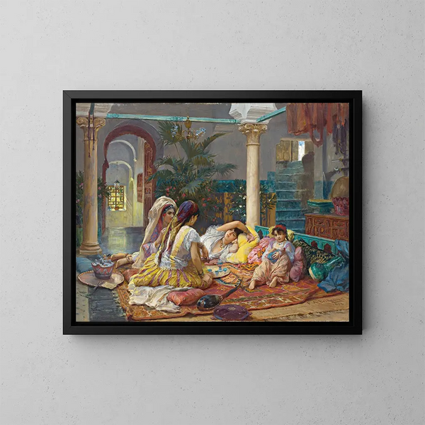 Dans le harem - Frederick Arthur Bridgman — kehystetty taideteos seinällä