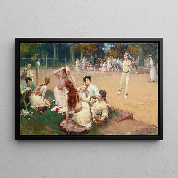 tenniskenttämaalaus - Frederick Arthur Bridgman — kehystetty taideteos seinällä