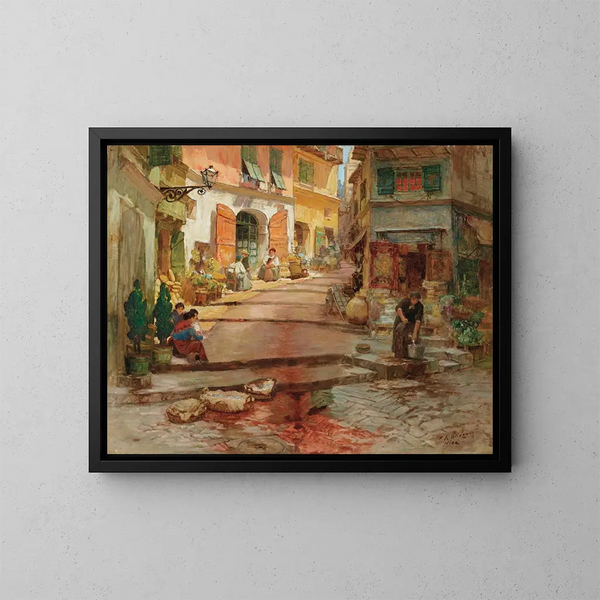 Rue Droite dans le vieux Nice - Frederick Arthur Bridgman — kehystetty taideteos seinällä
