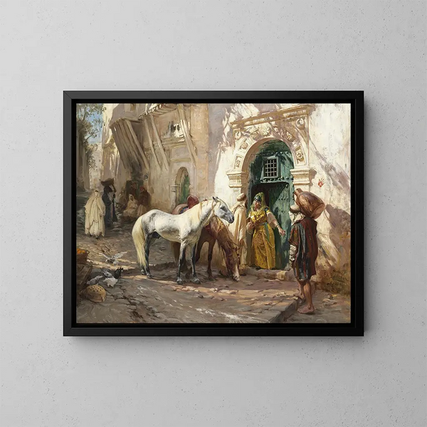 Scène prise au Maroc - Frederick Arthur Bridgman — kehystetty taideteos seinällä