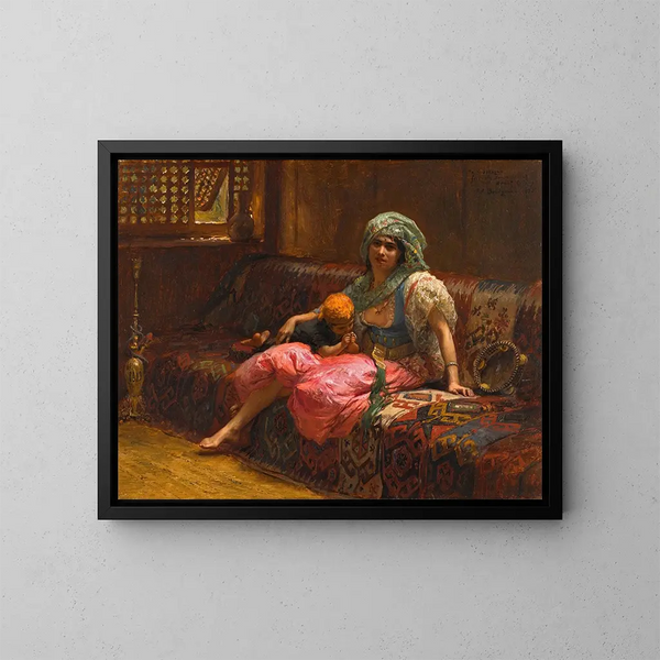 Tunteiden hetket - Frederick Arthur Bridgman — kehystetty taideteos seinällä
