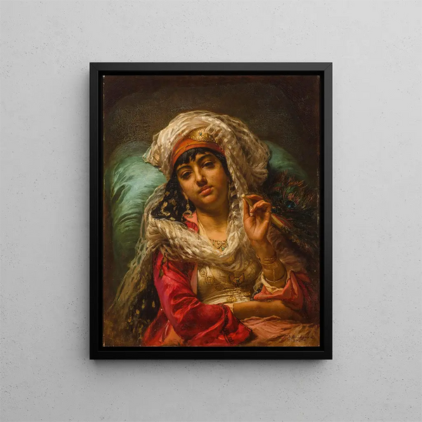 L'Éventail du paon - Frederick Arthur Bridgman — kehystetty taideteos seinällä