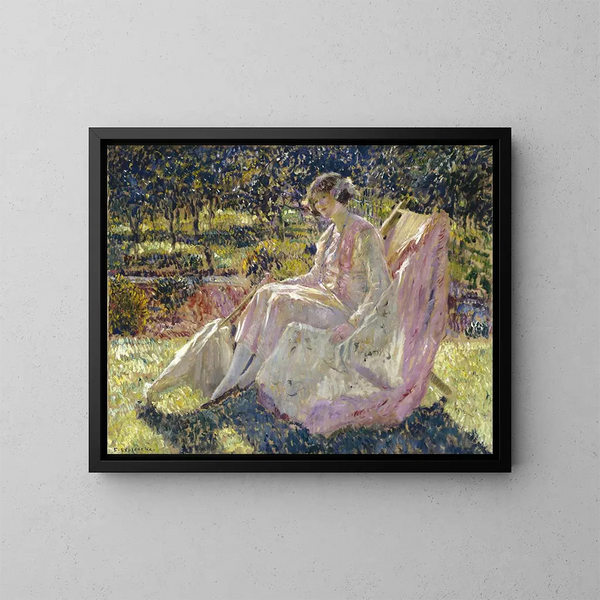 Auringonotto - Frederick Carl Frieseke — kehystetty taideteos seinällä