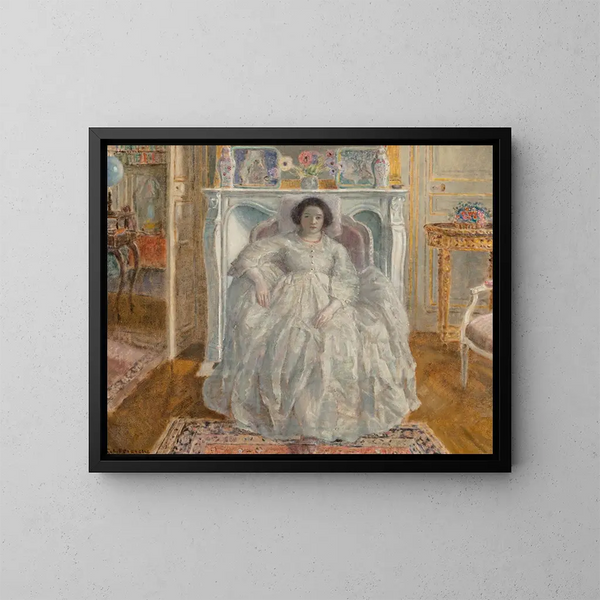 La Robe blanche - Frederick Carl Frieseke — kehystetty taideteos seinällä