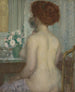 Nainen hiustenlaittajan kanssa - Frederick Carl Frieseke — näkymä teoksesta
