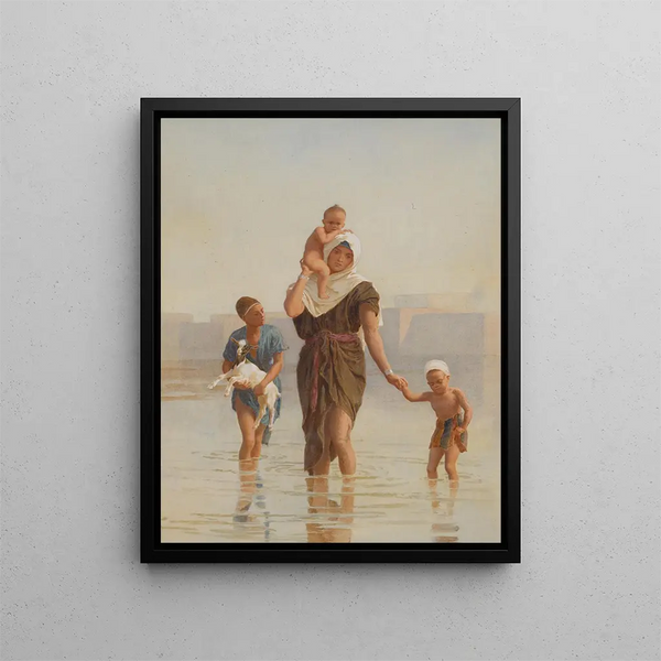"Quitter le village" - Frederick Goodall — kehystetty taideteos seinällä