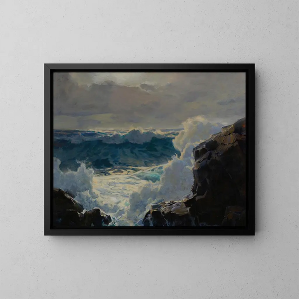 Vagues brisées - Frederick Judd Waugh — kehystetty taideteos seinällä