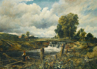 Frederick Waters Watts - A River Landscape With Figures In A Boat By A Lock.webp