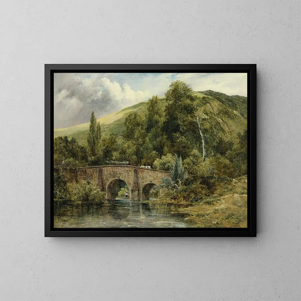 Le pont de Fingle sur la rivière Teign, Devon oriental - Frederick Waters Watts — kehystetty taideteos seinällä