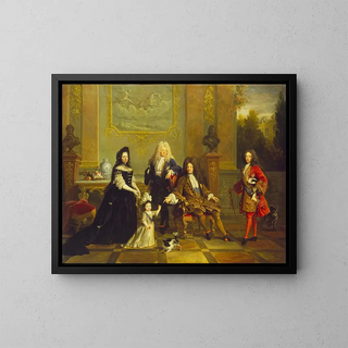 Madame de Ventadour avec Louis XIV et ses héritiers - Ecole Française — kehystetty taideteos seinällä
