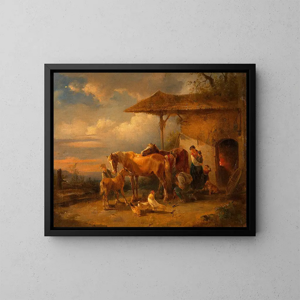 Forgeron de village - Friedrich August Matthias Gauermann — kehystetty taideteos seinällä