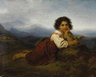 Nuori tyttö kukka kädessä - Friedrich Drück — näkymä teoksesta