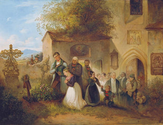 Friedrich Johann Treml - Am Friedhof Die Braut am Grabe.webp