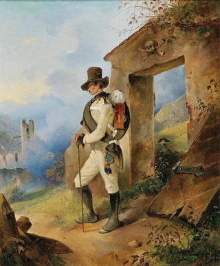 Friedrich Johann Treml - An Imperial And Royal Infantryman Before A Ruin.webp