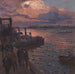 Port de Hambourg au crépuscule - Friedrich Kallmorgen — näkymä teoksesta
