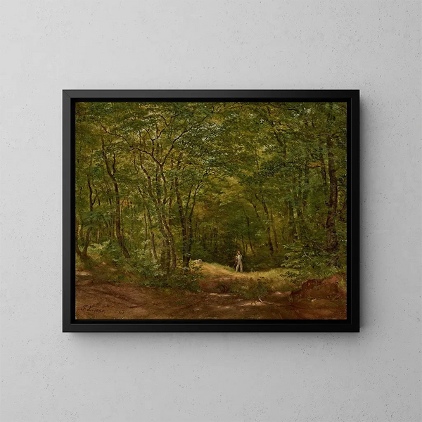 Promeneur dans un paysage forestier - Friedrich Loos — kehystetty taideteos seinällä