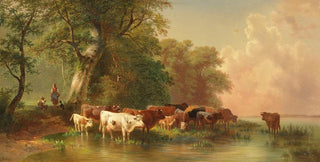 Friedrich Voltz - Mittagsrast des Viehhirten am Seeufer.webp