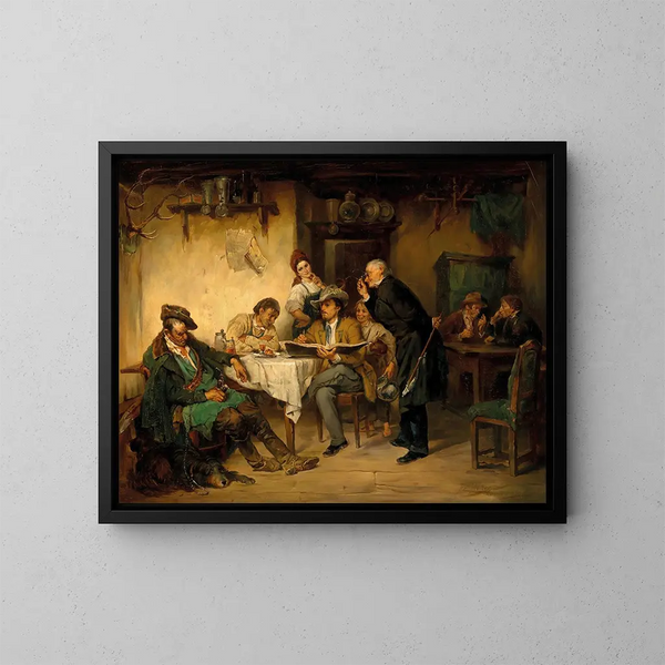 Taiteilija pubissa - Friedrich von Keller — kehystetty taideteos seinällä