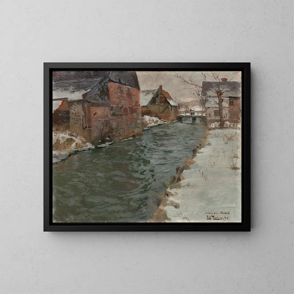 Hameau au bord de la rivière - Frits Thaulow — kehystetty taideteos seinällä