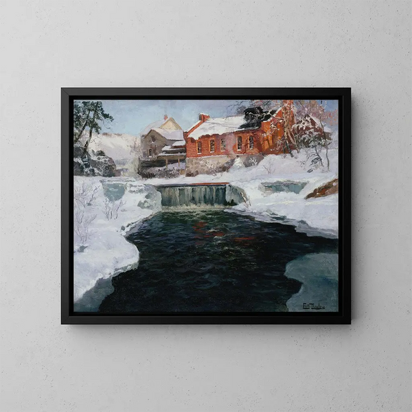 La nouvelle fabrique de Lillehammer - Frits Thaulow — kehystetty taideteos seinällä