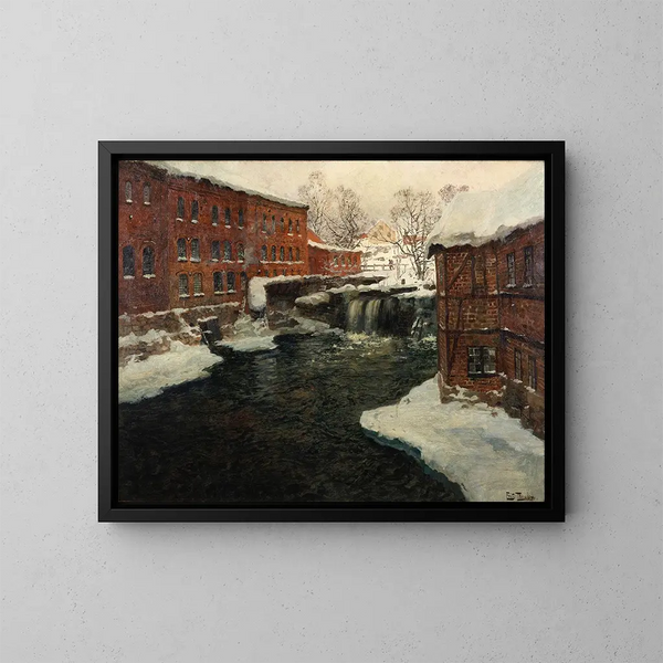 Kylänäkymä - Frits Thaulow — kehystetty taideteos seinällä
