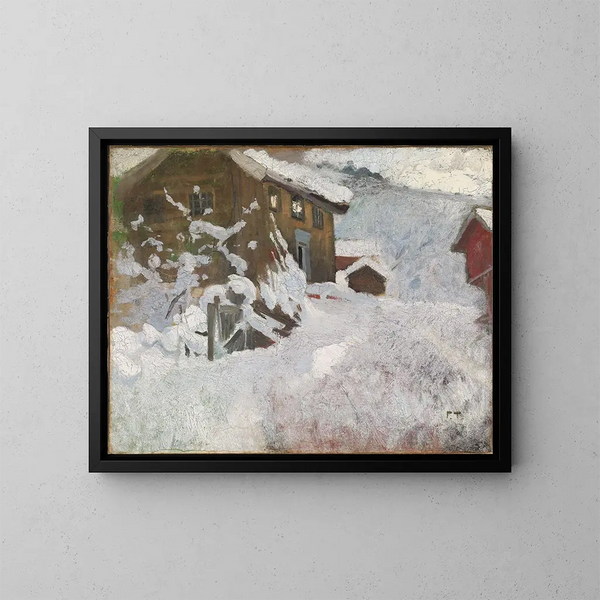 Norjan talvimaisema - Frits Thaulow — kehystetty taideteos seinällä