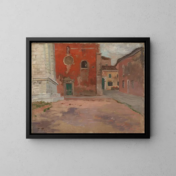 Venetsian kirkon punainen maalaus - Frits Thaulow — kehystetty taideteos seinällä