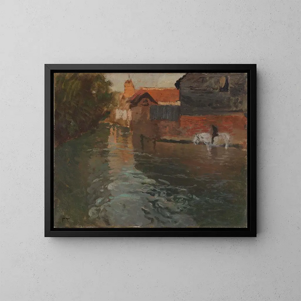 Joki Pohjois-Ranskassa - Frits Thaulow — kehystetty taideteos seinällä