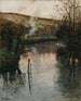 Auringonlasku Arques'n yli Piquignyssä - Frits Thaulow — näkymä teoksesta