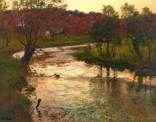 Frits Thaulow - Sunset over LElle river near Quimperl France.webp