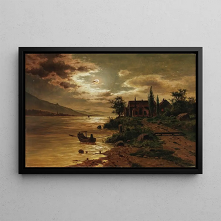 Fritz Chwala - A Lake Landscape in the Moonlight.webp