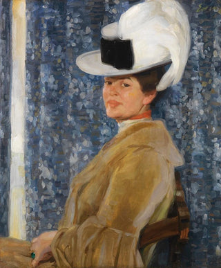 Fritz Erler - Portrt der Anna Erler mit Federhut.webp