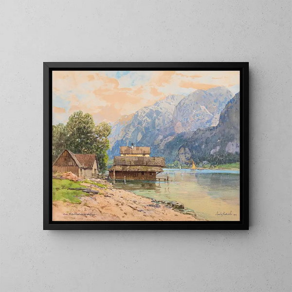 Bateaux à Hallstatt - Fritz Lach — kehystetty taideteos seinällä