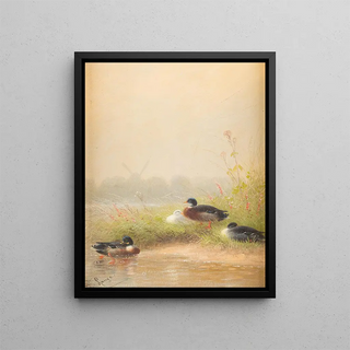Fritz Lange - Ducks at the riverside.webp