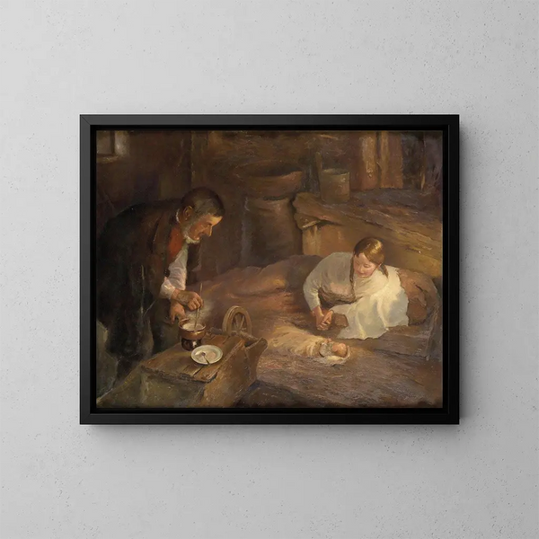 Nuit sainte - Fritz von Uhde — kehystetty taideteos seinällä