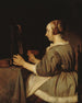 Nainen peilissä - Gabriel Metsu — näkymä teoksesta
