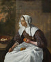 Tytär kuorimassa omenoita - Gabriel Metsu — näkymä teoksesta