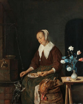 Gabriel Metsu - Woman Eating Known as The Cats Breakfast.webp
