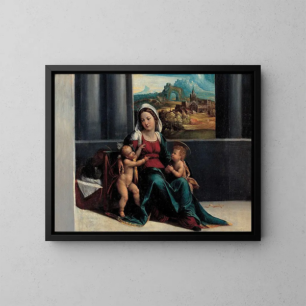Madone avec l'Enfant et saint Jean - Garofalo et atelier — kehystetty taideteos seinällä
