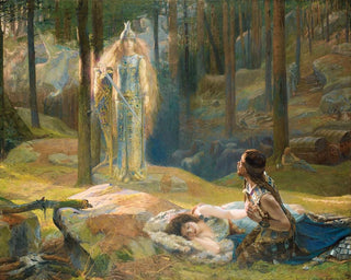 La révélation de Brynhild découvrant Sieglind et Sigmund - Gaston Bussière — näkymä teoksesta