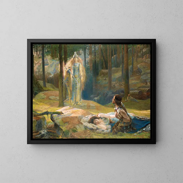La révélation de Brynhild découvrant Sieglind et Sigmund - Gaston Bussière — kehystetty taideteos seinällä